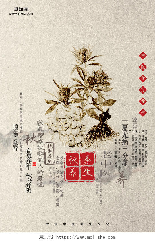 传统古典中国风秋季养生海报